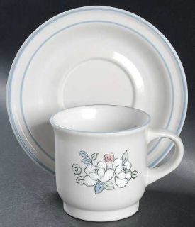 Hearthside Fleur De Lune Flat Cup & Saucer Set, Fine China Dinnerware   Chantill