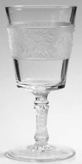 Fenton Flower Band Clear Water Goblet   Frosted Band Of Flowers On Bowl,Clear