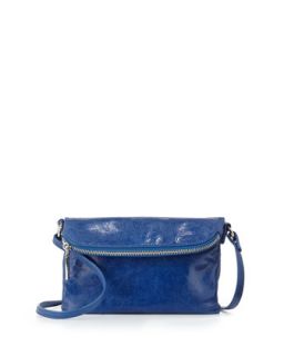 Lexi Glossy Tumbled Leather Crossbody Bag, True Blue