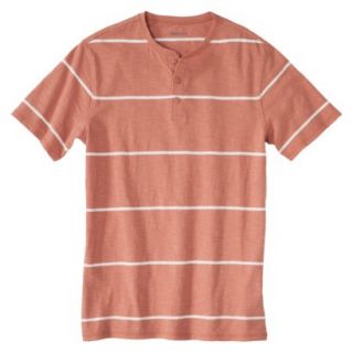 Merona Mens Slub Henley Shirt   Apricot Stripe S
