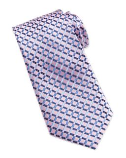 Micro Plaid Silk Tie, Pink