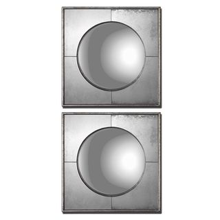 Savio Silver Leaf Square Framed Convex Mirrors (set Of 2)