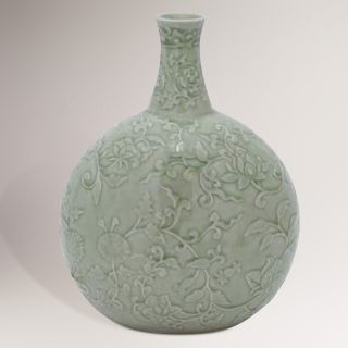 Novica Exotic Flora Celadon Ceramic Vase   World Market