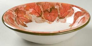 Montgomery Ward Harvest Coupe Soup Bowl, Fine China Dinnerware   Rust Leaves,Gre