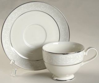 Mikasa Carleton Footed Cup & Saucer Set, Fine China Dinnerware   Esquire, White