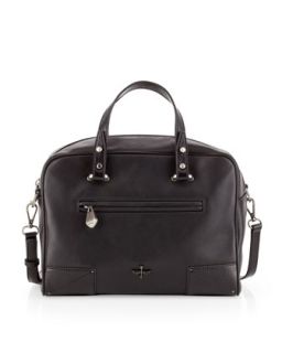 Marcelle Leather Satchel Bag, Black