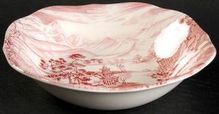 Johnson Brothers Enchanted Garden Pink Square Soup Bowl, Fine China Dinnerware  