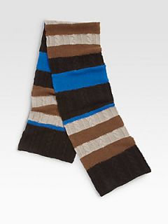 Portolano Striped Wool Scarf   Blue