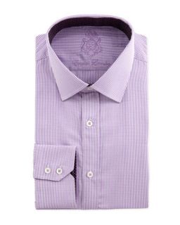 Small Gingham Long Sleeve Dress Shirt, Purple