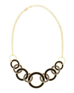 Glitter Circle Link Necklace, Black