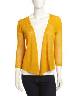 3/4 Sleeve Open Front Cardigan, Goldenrod