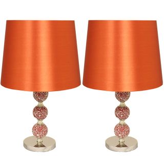 Casa Cortes Petite Artisan Rust Orange Mosaic Table Lamp (set Of 2)