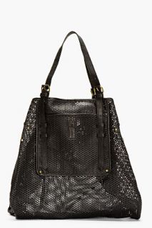 Jerome Dreyfuss Black Perforated Leather Pat Tote