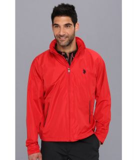 U.S. Polo Assn Fleece Lined Golf Jacket with PU Piping Mens Jacket (Red)