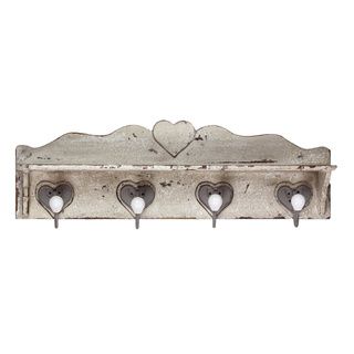 Distressed White Wooden Wall Hook