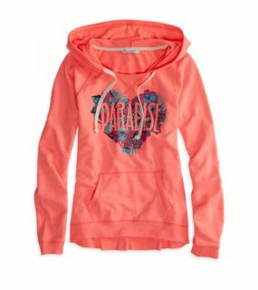 Coral Burst AE Graphic Hooded Popover, Womens XS