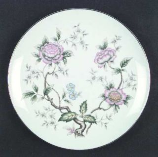 Halsey Chantilly Dinner Plate, Fine China Dinnerware   Pink/Gray Flowers,Brown S