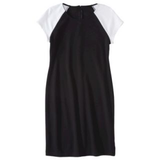 Mossimo Petites Short Sleeve Ponte Dress   Black/White XXLP