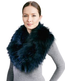 Layered Fox Fur Cowl Collar, Deep Blue
