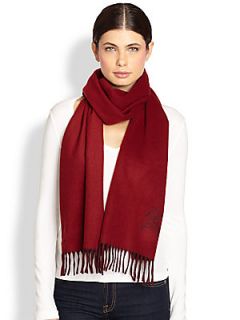 Burberry Cashmere Fringe Scarf   Red