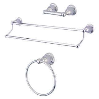 Traditional Solid Brass Chrome 3 piece Double Towel Bar Bath Accessory Set