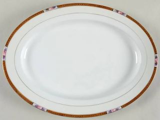 Noritake Chanossa 13 Oval Serving Platter, Fine China Dinnerware   Black Diamon