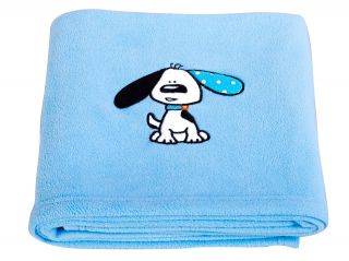 Playful Puppy Blue Applique Fleece Blanket