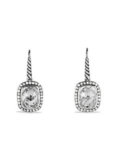 David Yurman Diamond & White Topaz Sterling Silver Rectangular Earrings   White