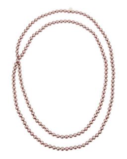 Single Strand Long Pearl Necklace, Aubergine