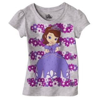 Disney Sofia the First Infant Toddler Girls Cap Sleeve Tee   Grey 2T