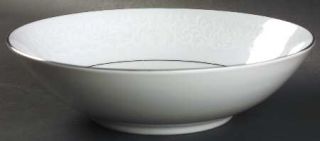 Mikasa Bridal Veil 9 Round Vegetable Bowl, Fine China Dinnerware   White Scroll
