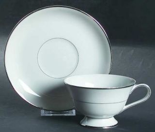 Ashcraft Eternally Yours Footed Cup & Saucer Set, Fine China Dinnerware   Platin