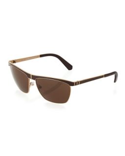 Wire Frame Sunglasses, Chocolate/Gold