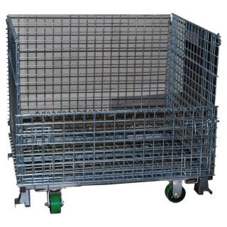 Atlas Collapsible Wire Mesh Medium Basket with Casters   4,000 Lb. Capacity,