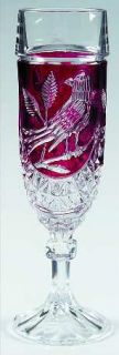 Hofbauer Byrdes Collection Ruby (The) Fluted Champage   Pressed, Cut Bird, Ruby