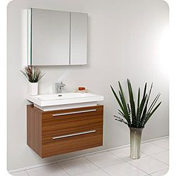 Fresca Medio Teak Bathroom Vanity With Medicine Cabinet