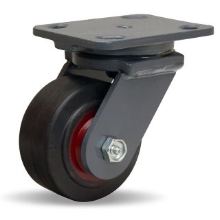 Hamilton Workhorse Caster   4Dia.X2W Rubber Wheel   300 Lb. Capacity   Swivel   Black/Red