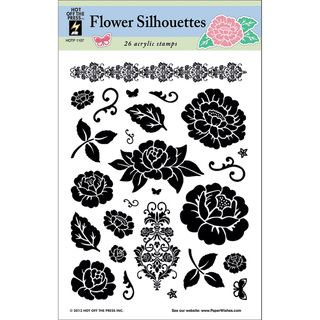 Hot Off The Press Acrylic Stamps 6x8 Sheet flower Silhouettes