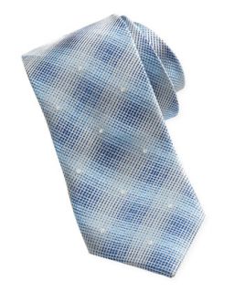 Dotted Check Jacquard Contrast Tail Tie, Blue/Black