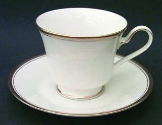 Noritake Viceroy Footed Cup & Saucer Set, Fine China Dinnerware   Ivory,Thin Gol