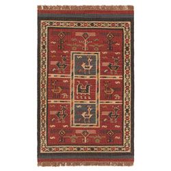 Flat woven Tribal Wool/ Jute Rug (8 X 10) (RedPattern GeometricMeasures 0.125 inch thickSpot clean or professionally clean only.Tip We recommend the use of a non skid pad to keep the rug in place on smooth surfaces.All rug sizes are approximate. Due to 