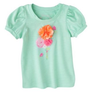 Cherokee Infant Toddler Girls Short Sleeve Flower Tee   Nettle Green 5T