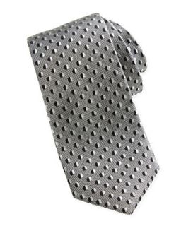 Dot Jacquard Contrast Tail Tie, Silver/Black