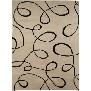 Hand knotted Abstract Cloud White Wool Rug (56 X 86)