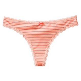 Gilligan & OMalley Womens Micro Lace Thong   Coral Stripe XL