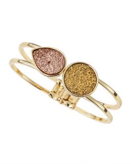 Two Stone Druzy Cuff Bracelet, Rose/Golden
