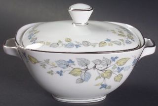 Franconia   Krautheim Vignette Sugar Bowl & Lid, Fine China Dinnerware   Blue,Gr