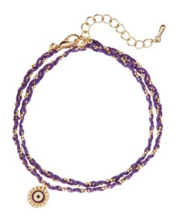 Braided Circle Charm Bracelet, Purple
