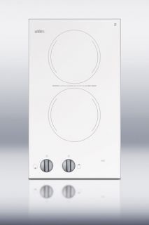 Summit Refrigeration Counter Cooktop w/ 2 Burners & Push to Turn Control Knobs, White, 115V