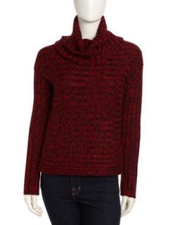 Cowl Neck Long Sleeve Sweater, Red/Black